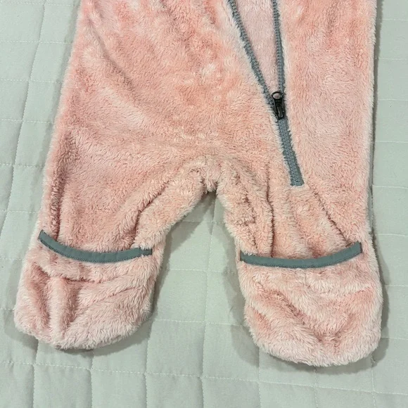 The North Face Infant Oso One-Piece Bunting Plush Pink and Gray 0-3M - Picture 7 of 12